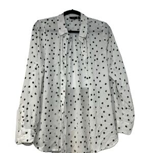 Apt 9 Essentials Womans M white black dot business work casual button down top